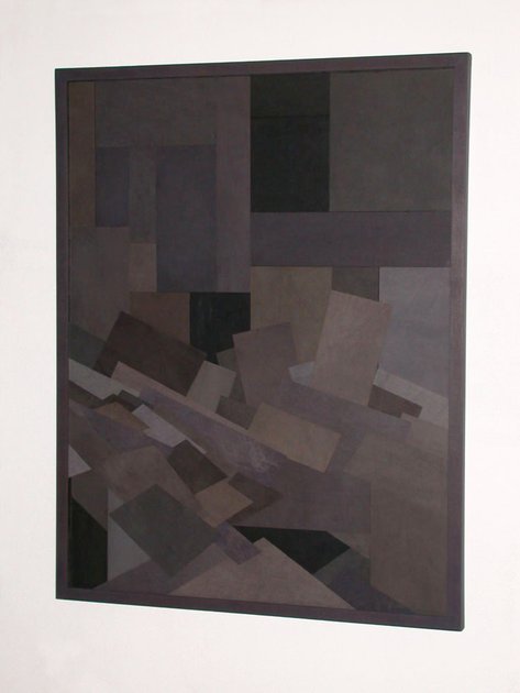 Sans titre, 2012, papier de soie  teinté sur médium et sur verre, 50/65 cm