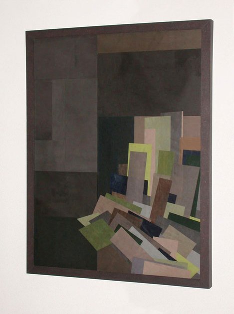 Sans titre, 2012, papier de soie teinté sur médium et sur verre, 35/46 cm